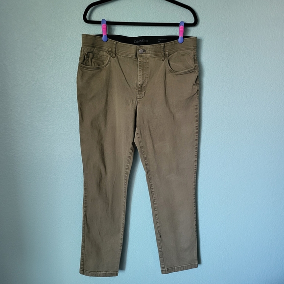 Men's Calvin Klein Olive Green Slim Jeans 38 - Picture 1 of 3